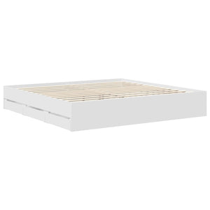 vidaXL Bed Frame with Drawers White 200 x 200 cm Engineered Wood