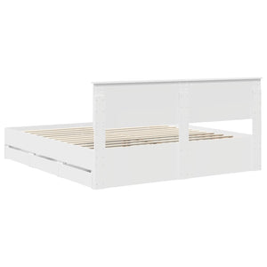 vidaXL Bed Frame with Drawers White 200 x 200 cm Engineered Wood