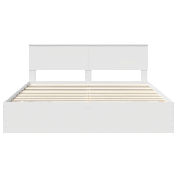 vidaXL Bed Frame with Drawers White 200 x 200 cm Engineered Wood