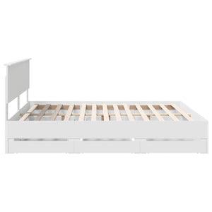 vidaXL Bed Frame with Drawers White 200 x 200 cm Engineered Wood