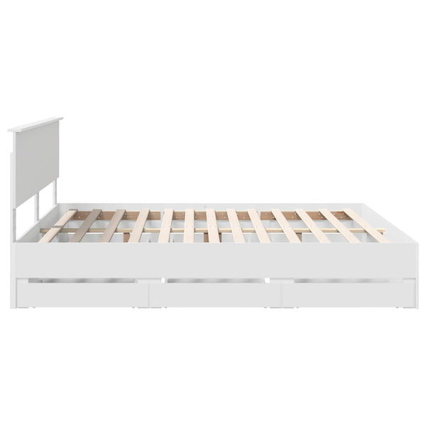 vidaXL Bed Frame with Drawers White 200 x 200 cm Engineered Wood