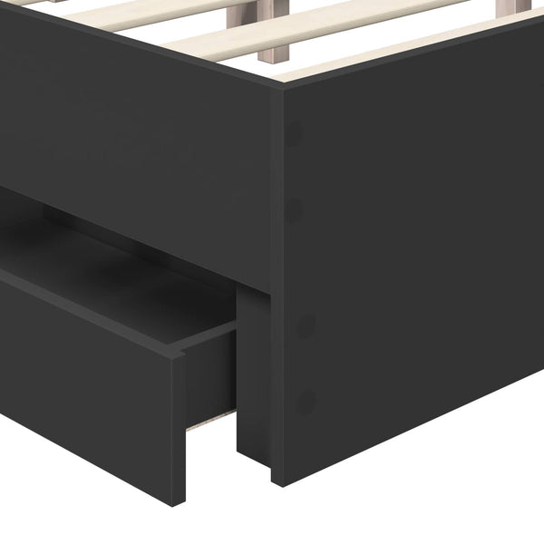 vidaXL Bed Frame with Drawers Black 200 x 200 cm Engineered Wood