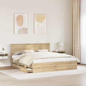 vidaXL Bed Frame Sonoma Oak 200 x 200 cm Engineered Wood
