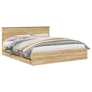 vidaXL Bed Frame Sonoma Oak 200 x 200 cm Engineered Wood