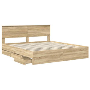 vidaXL Bed Frame Sonoma Oak 200 x 200 cm Engineered Wood