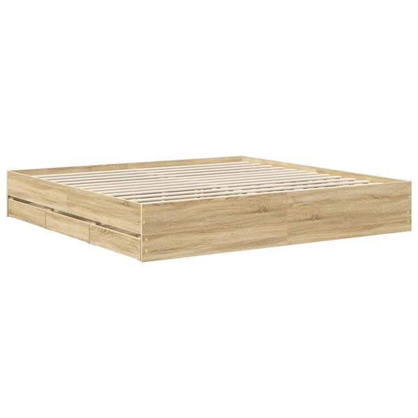 vidaXL Bed Frame Sonoma Oak 200 x 200 cm Engineered Wood