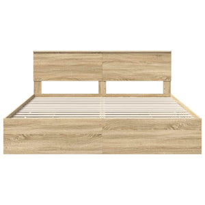 vidaXL Bed Frame Sonoma Oak 200 x 200 cm Engineered Wood
