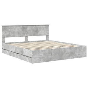 vidaXL Bed Frame with Headboard Concrete Grey 200 x 200 cm Engineered Wood