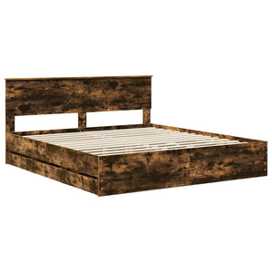 vidaXL Bed Frame Smoked Oak 200 x 200 cm Engineered Wood