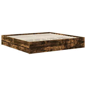vidaXL Bed Frame Smoked Oak 200 x 200 cm Engineered Wood