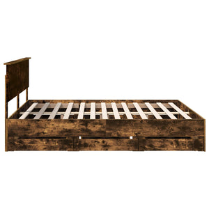 vidaXL Bed Frame Smoked Oak 200 x 200 cm Engineered Wood