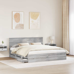 vidaXL Bed Frame Sonoma Grey 200 x 200 cm Engineered Wood