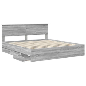 vidaXL Bed Frame Sonoma Grey 200 x 200 cm Engineered Wood