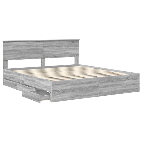 vidaXL Bed Frame Sonoma Grey 200 x 200 cm Engineered Wood