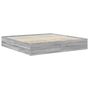 vidaXL Bed Frame Sonoma Grey 200 x 200 cm Engineered Wood