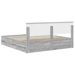 vidaXL Bed Frame Sonoma Grey 200 x 200 cm Engineered Wood