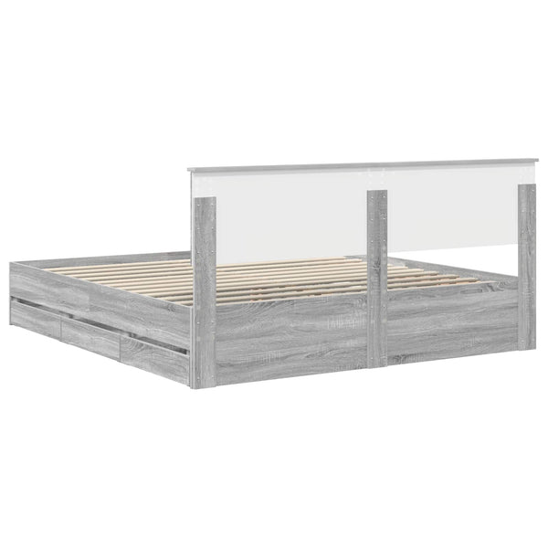 vidaXL Bed Frame Sonoma Grey 200 x 200 cm Engineered Wood