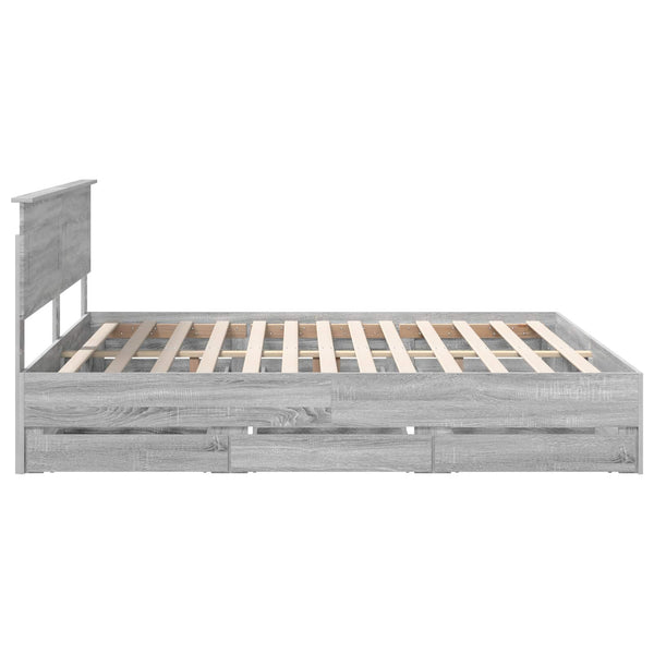 vidaXL Bed Frame Sonoma Grey 200 x 200 cm Engineered Wood