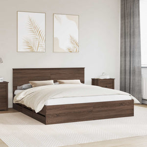 vidaXL Bed Frame Brown Oak Look 200 x 200 cm Engineered Wood