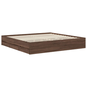 vidaXL Bed Frame Brown Oak Look 200 x 200 cm Engineered Wood
