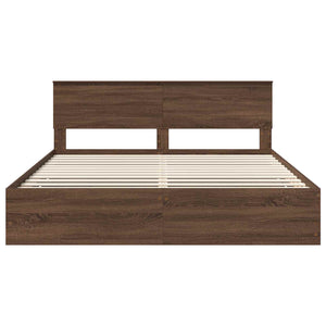 vidaXL Bed Frame Brown Oak Look 200 x 200 cm Engineered Wood