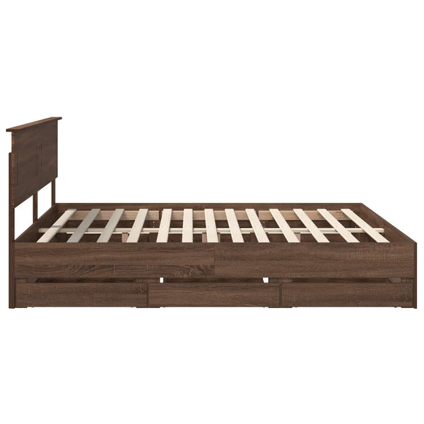 vidaXL Bed Frame Brown Oak Look 200 x 200 cm Engineered Wood