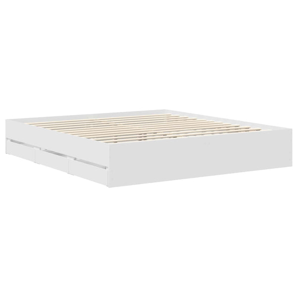 vidaXL Bed Frame with Drawers White 180 x 200 cm Engineered Wood
