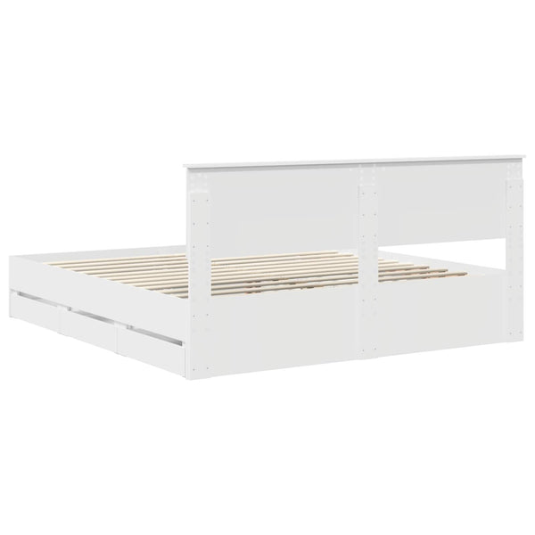 vidaXL Bed Frame with Drawers White 180 x 200 cm Engineered Wood