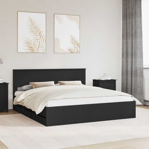 vidaXL Bed Frame with Drawers Black 180 x 200 cm Engineered Wood