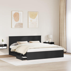 vidaXL Bed Frame with Drawers Black 180 x 200 cm Engineered Wood