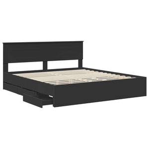 vidaXL Bed Frame with Drawers Black 180 x 200 cm Engineered Wood