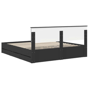 vidaXL Bed Frame with Drawers Black 180 x 200 cm Engineered Wood