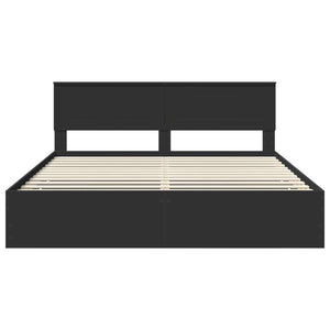 vidaXL Bed Frame with Drawers Black 180 x 200 cm Engineered Wood