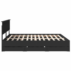 vidaXL Bed Frame with Drawers Black 180 x 200 cm Engineered Wood