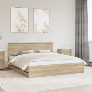 vidaXL Bed Frame Sonoma Oak 180 x 200 cm Engineered Wood