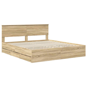 vidaXL Bed Frame Sonoma Oak 180 x 200 cm Engineered Wood