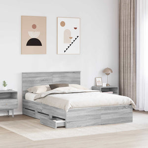 Bettrahmen 140x190 cm Graues Sonoma Holz