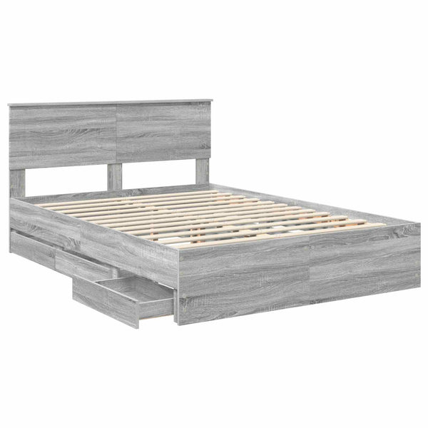 Bettrahmen 140x190 cm Graues Sonoma Holz