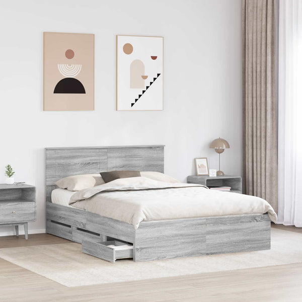 Bettrahmen 140x200 cm Grau Sonoma