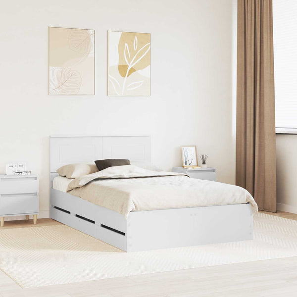 vidaXL Bed Frame with Drawers White 120 x 190 cm Engineered Wood