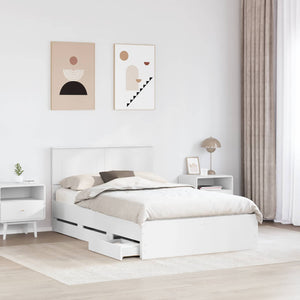 vidaXL Bed Frame with Drawers White 120 x 190 cm Engineered Wood