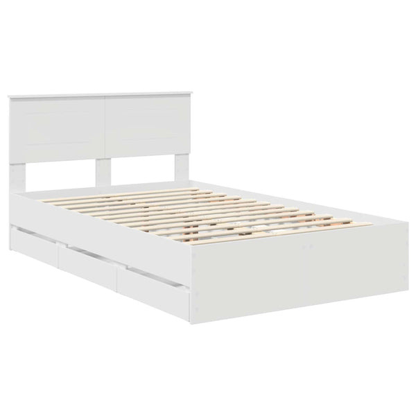 vidaXL Bed Frame with Drawers White 120 x 190 cm Engineered Wood
