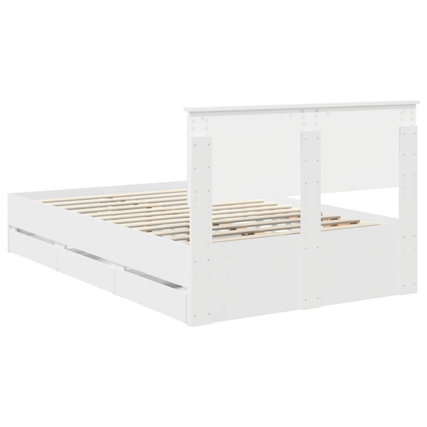 vidaXL Bed Frame with Drawers White 120 x 190 cm Engineered Wood