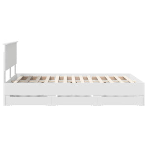 vidaXL Bed Frame with Drawers White 120 x 190 cm Engineered Wood