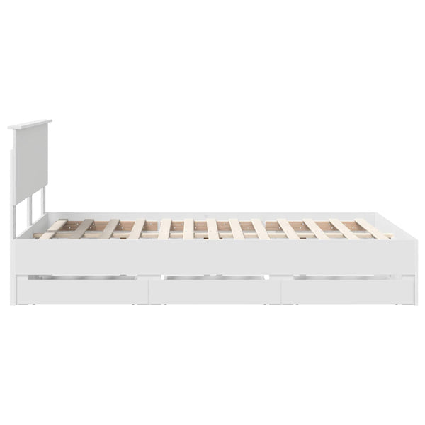 vidaXL Bed Frame with Drawers White 120 x 190 cm Engineered Wood