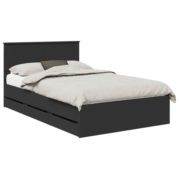 vidaXL Bed Frame with Drawers Black 120 x 190 cm Engineered Wood
