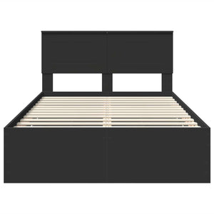 vidaXL Bed Frame with Drawers Black 120 x 190 cm Engineered Wood