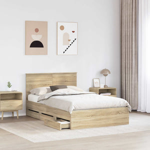 vidaXL Bed Frame Sonoma Oak 120x190 cm Engineered Wood