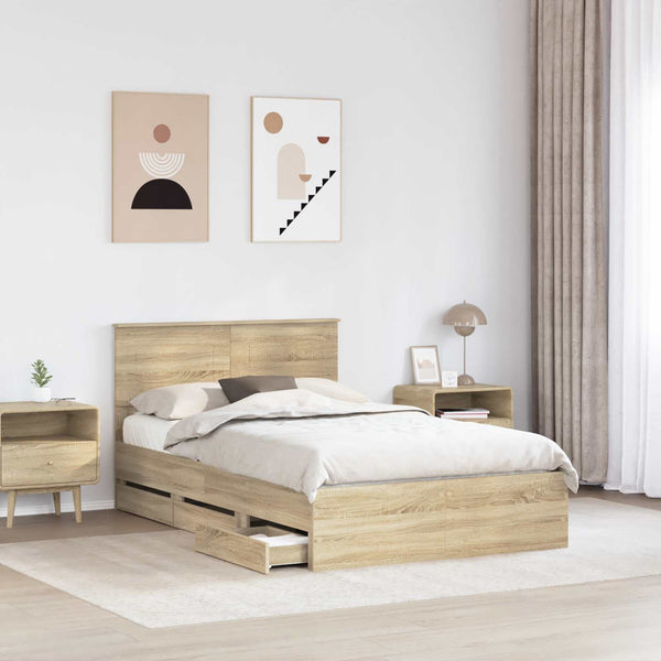 vidaXL Bed Frame Sonoma Oak 120x190 cm Engineered Wood