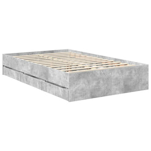 vidaXL Bed Frame with Headboard Concrete Grey 120 x 190 cm Engineered Wood